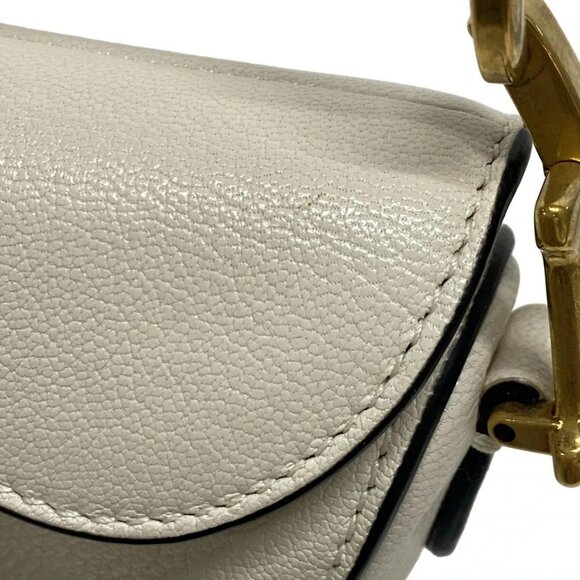 Auth DIOR/ChristianDior Saddle Microbag - White Leather Handbag - Picture 11 of 14